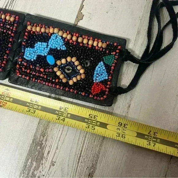 Chico’s Boho Leather Beaded Belt M/L - Picture 10 of 12